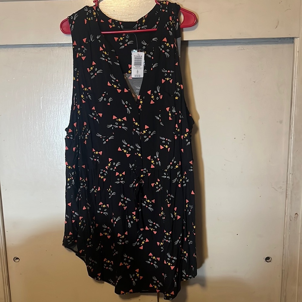 Torrid Brand Emma Moon Cat Print Challis Tunic Top-Torrid Size 4